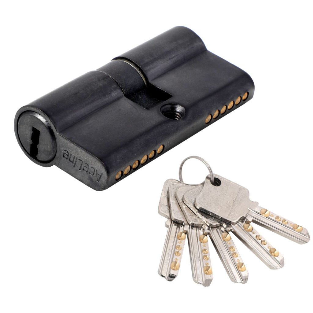 both side key brass cylinder lock black